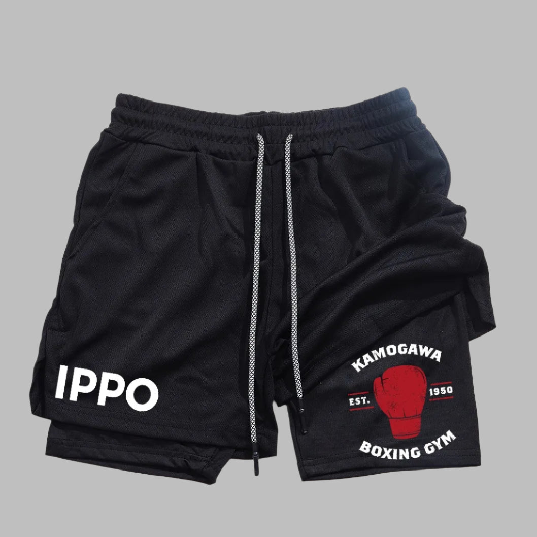 KAMOGAWA BOXING BLACK SHORTS WITH LOGO